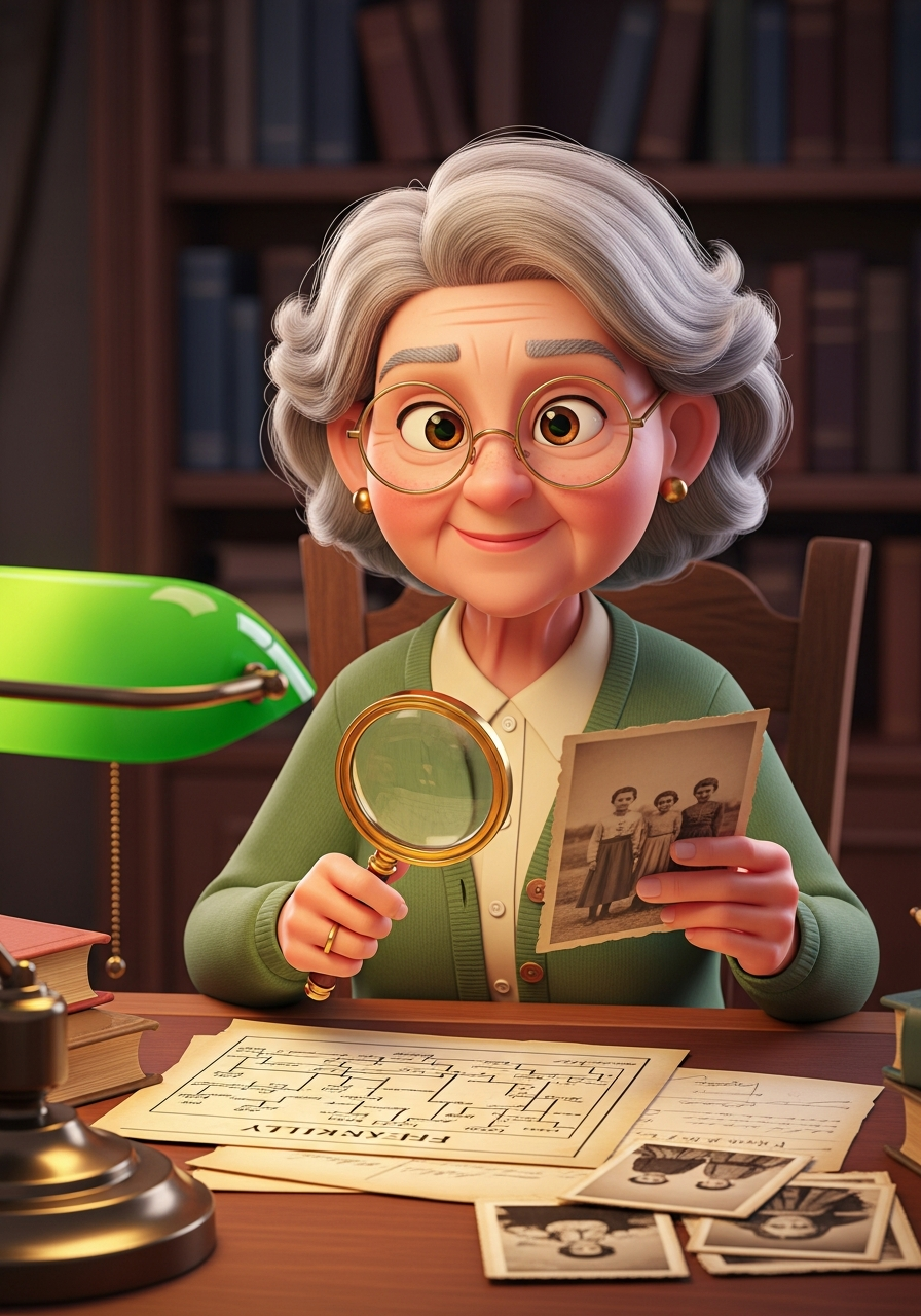Granny investigating family records
