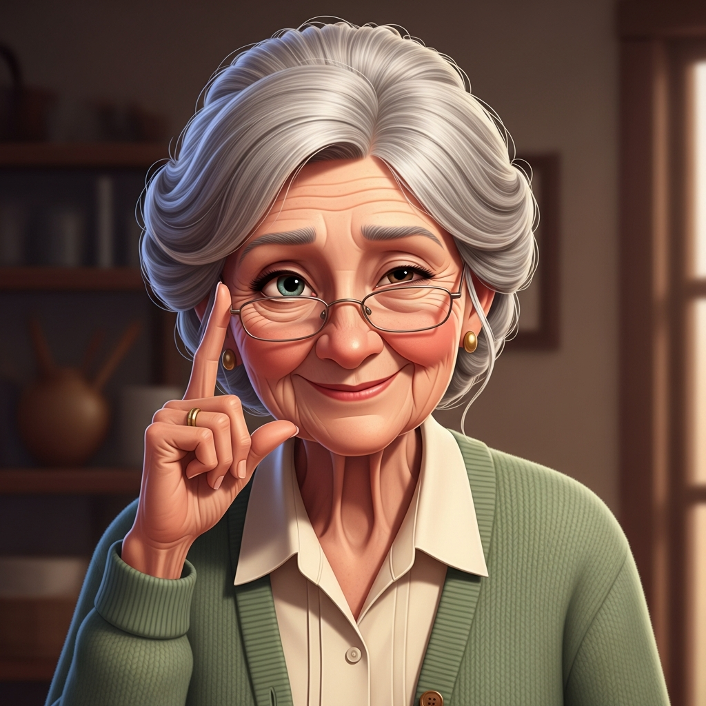 Granny with a knowing wink