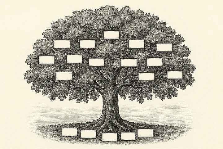 A fill-in family tree page from the workbook